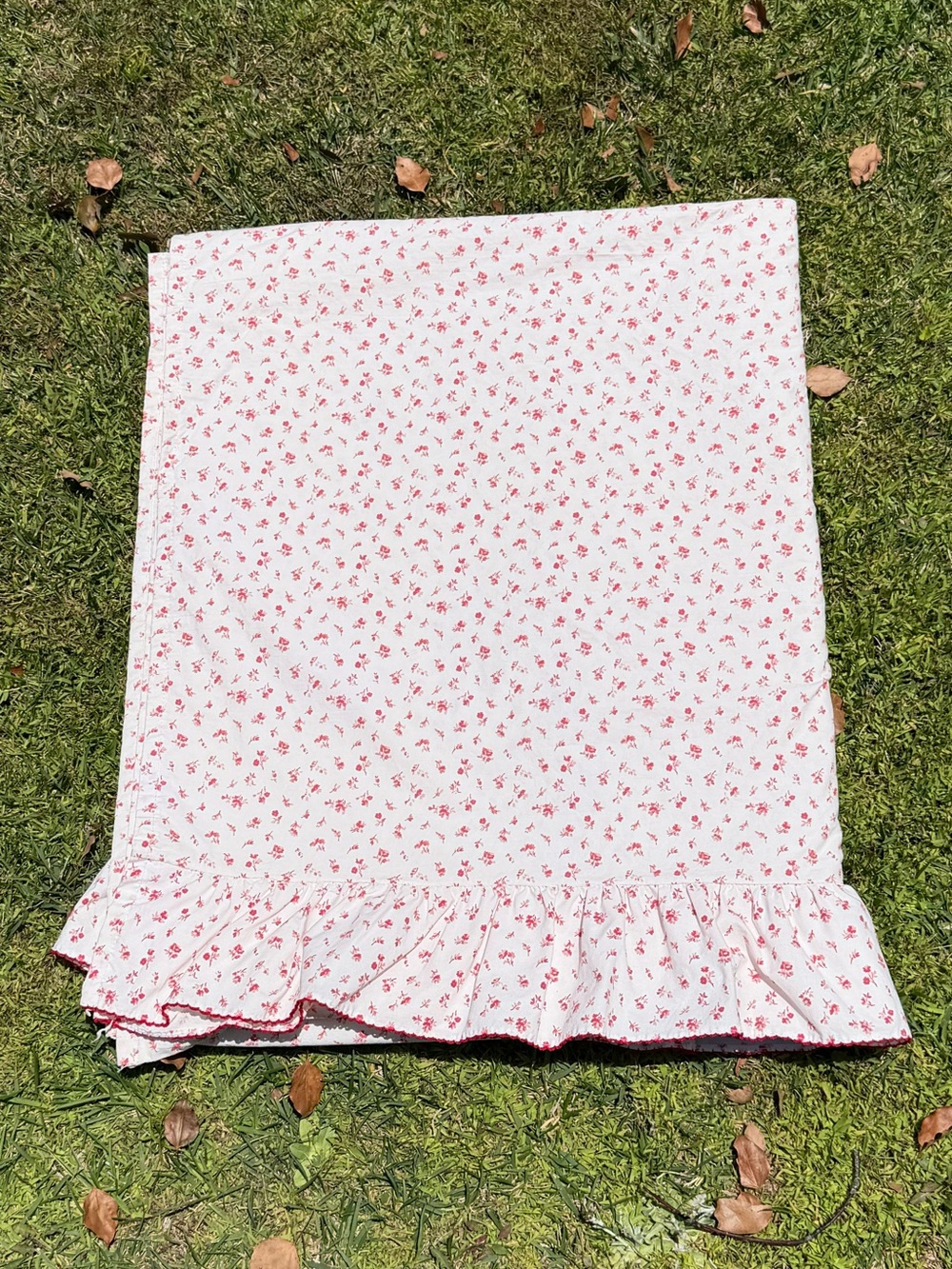VTG Ralph Lauren Colchester Ditzy Floral Ruffled Full Flat Sheet 100% Cotton USA